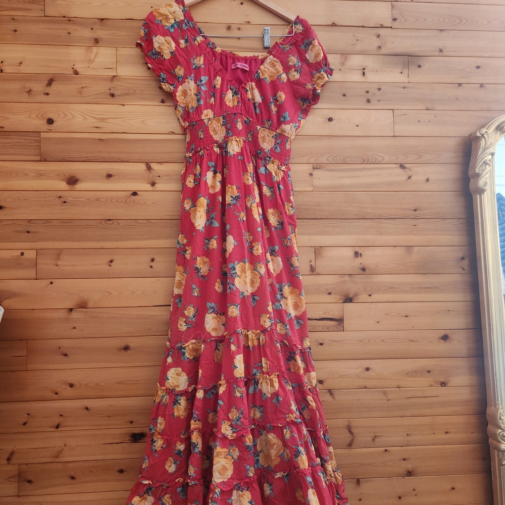 Betsey Johnson Hot Pink Floral Maxi Dress